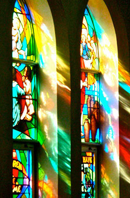 stained glass in the church